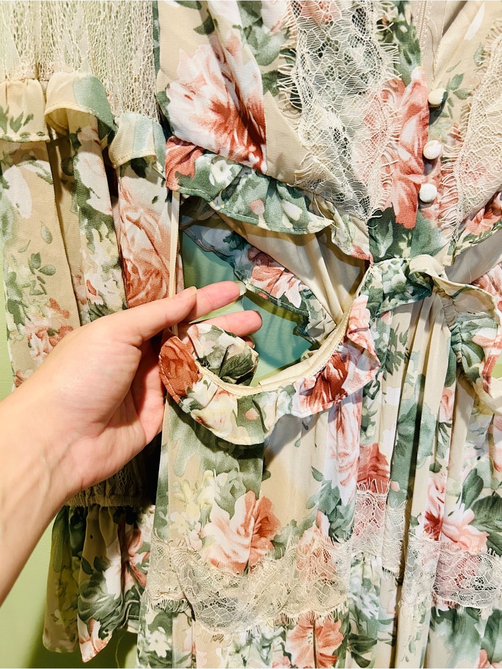 Romantic Pink Floral Tie-Waist Maxi Dress - Picture 4 of 5